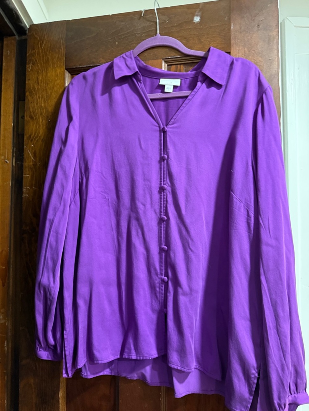 Lulu's Vibrant Purple Covered-Button Blouse